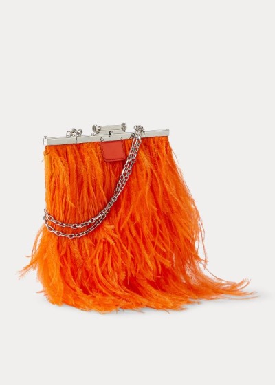 Poncho Ralph Lauren Mujer Naranjas - Ostrich Feather Evening - GTLFX8324